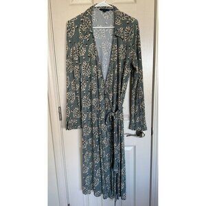 Boden Leaf‎ Floral Print Wrap Maxi Green Dress Women's Sz 16 Long e2